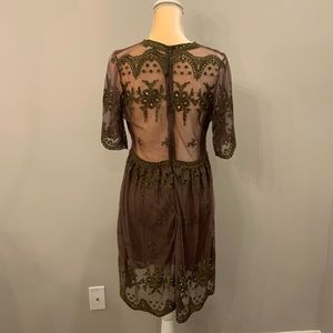 Bella Ella Olive Green Lace Dress